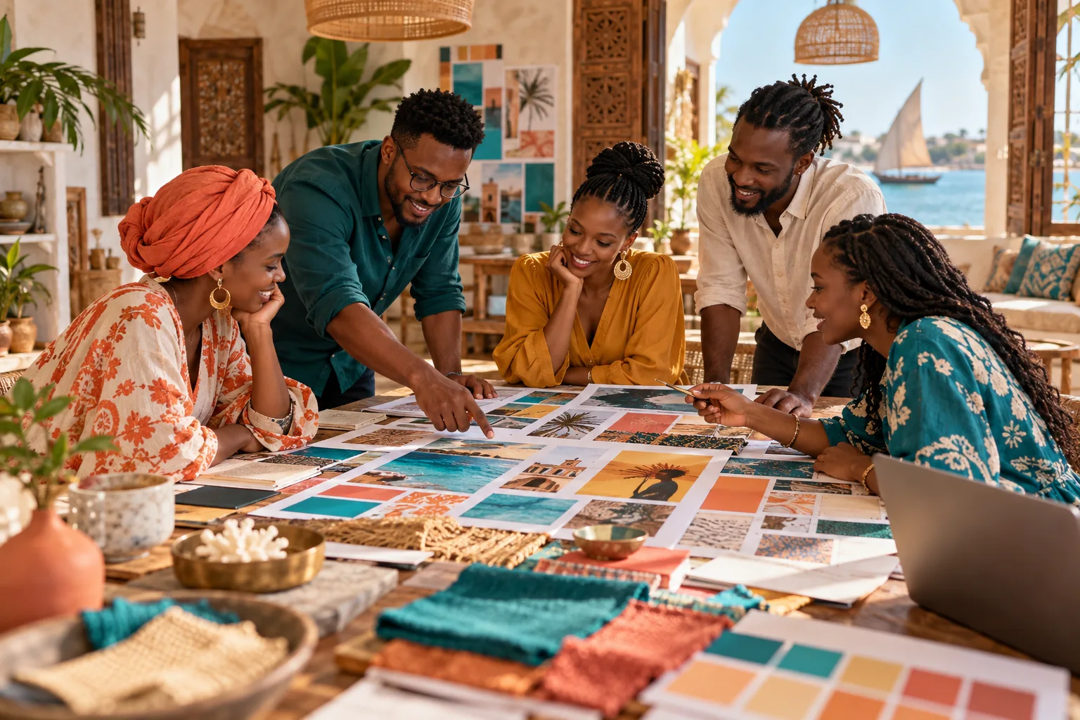 Illustrative Kenyan creative team planning a campaign